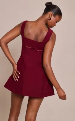 Prettylittlething Premium Burgundy Woven Belt Detail Shift Dress -Pretty Little Thing Shop b4e2d4ab78d2a38d22455587eb4c390af4b1aef2 cno4848 2 premium burgundy woven belt detail shift dress