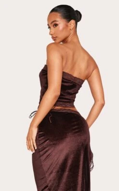 Prettylittlething Petite Chocolate Velvet Lace Trim Detail Bandeau Top -Pretty Little Thing Shop b50587feafa170339b79a4e8c68a46cbe3a5233a cnk8256 2