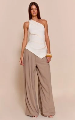 Butter MilkWoven One Shoulder Drape Detail Top -Pretty Little Thing Shop b51145a88c5b3a436230a36f836dc8b09f4b6331 CNO0886 3 butter milk woven one shoulder drape detail top