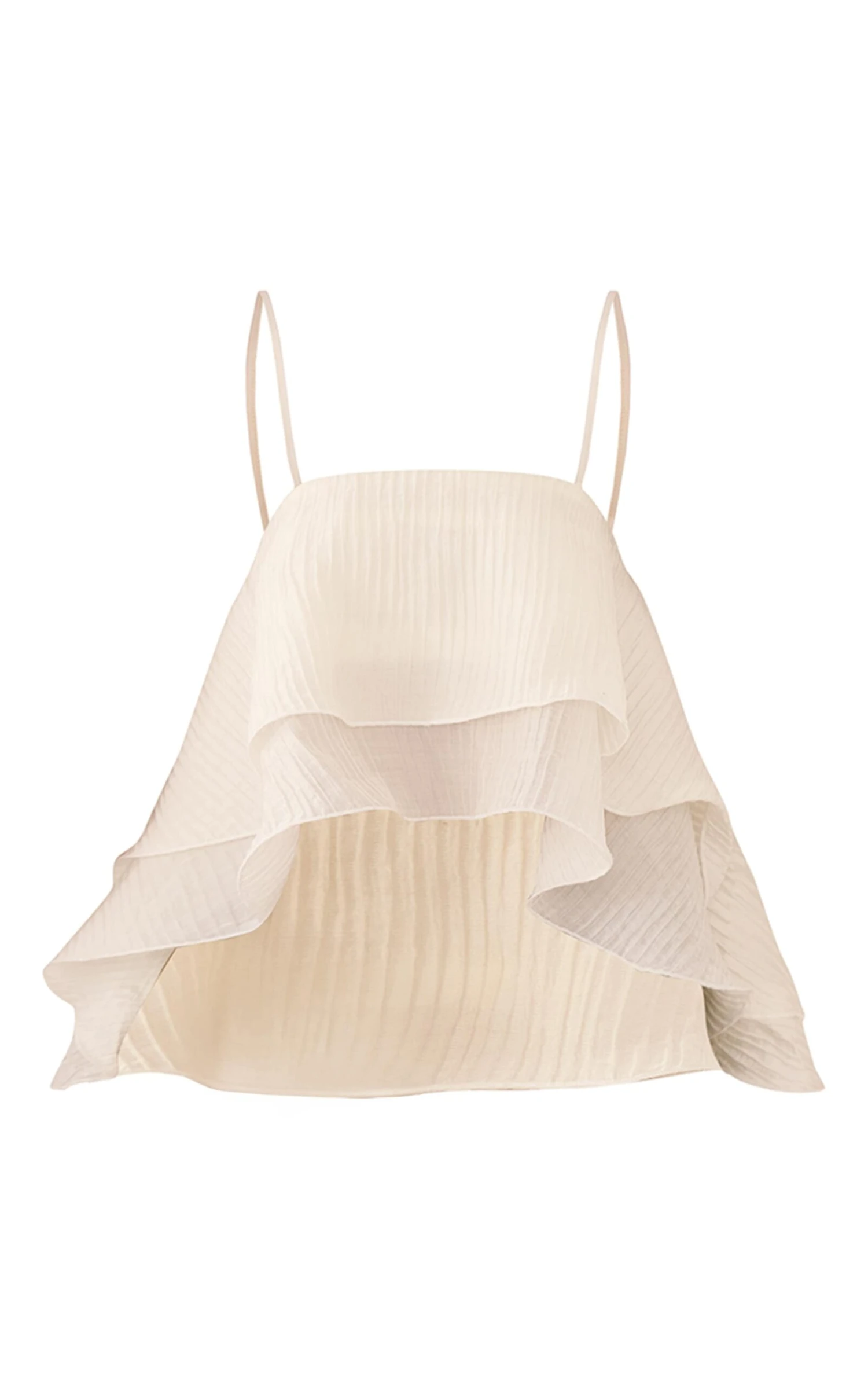 Prettylittlething Cream Textured Woven Floaty Cropped Front Top 5 Prettylittlething Cream Textured Woven Floaty Cropped Front Top - Image 5