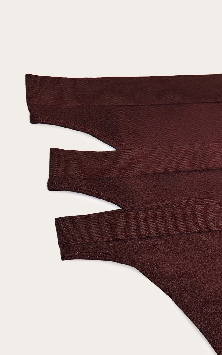 Chocolate Pack Of 3 Seamless Thong 2 Chocolate Pack Of 3 Seamless Thong - Image 2