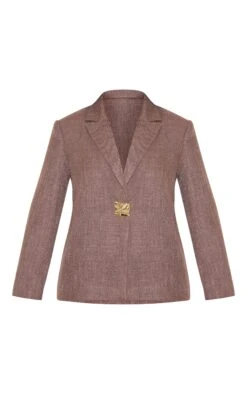Prettylittlething Chocolate Button Detail Linen Look Boxy Blazer -Pretty Little Thing Shop b559ad9ffbde496be18a7acdc4b304390df9edfb CNN2535 5 chocolate button detail linen look boxy blazer