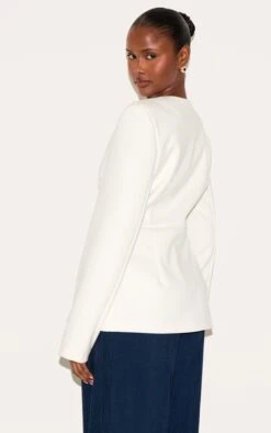 Prettylittlething Cream Button Up Longline Collarless Blazer 6 Prettylittlething Cream Button Up Longline Collarless Blazer -Pretty Little Thing Shop b5775e9656071589dd1e449469813fc43c484662 CNM5315 2 cream button up longline collarless blazer