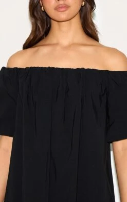 Prettylittlething Black Bardot Puff Sleeve Shift Dress -Pretty Little Thing Shop b5971c7b663a48c46f26c5c87a0021c86966e3ec CNN1644 4 black bardot puff sleeve shift dress