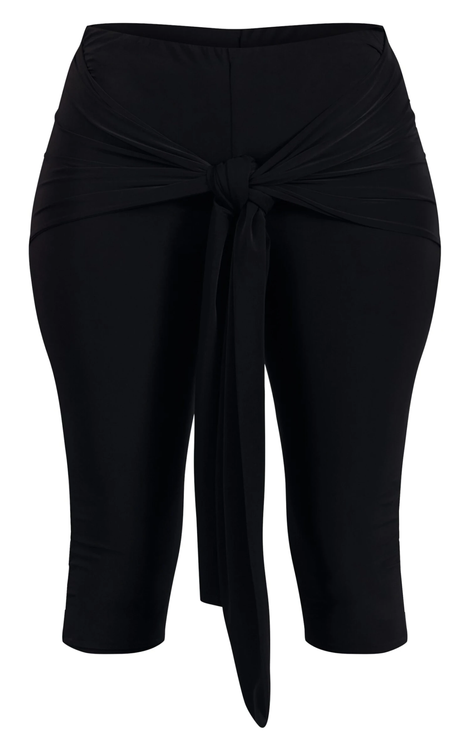 Prettylittlething Black Double Layer Slinky Wrap Capri's 5 Prettylittlething Black Double Layer Slinky Wrap Capri's - Image 5