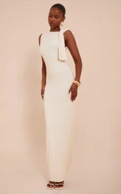 Prettylittlething Butter Cream Slinky Knot Drape Midaxi Dress -Pretty Little Thing Shop b5cf0fcbb9809f3c62a95bfa593af6c01945a561 CNN4048 3 butter cream slinky knot drape midaxi dress