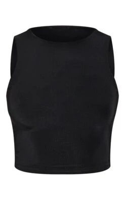 Prettylittlething Black Slinky Racer Crop Top -Pretty Little Thing Shop b63478c270d119d1a2e02e93b73e768b2c9daacf CNG0442 5 black slinky racer crop top
