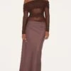 Prettylittlething Chocolate Satin Mesh Detail Bardot Maxi Dress 10 Prettylittlething Chocolate Satin Mesh Detail Bardot Maxi Dress -Pretty Little Thing Shop b68012b1886c91406605c8a1f66e933026813832 CNM0581 1 chocolate satin mesh detail bardot maxi dress