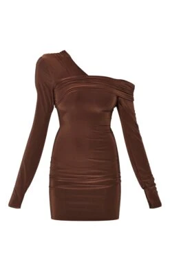 Prettylittlething Dark Chocolate Double Layer Slinky Off Shoulder Mini Dress -Pretty Little Thing Shop b6b9e4988cd0b2040f4cbbcd22e40e258f06023c CNM1607 5 dark chocolate double layer slinky off shoulder mini dress