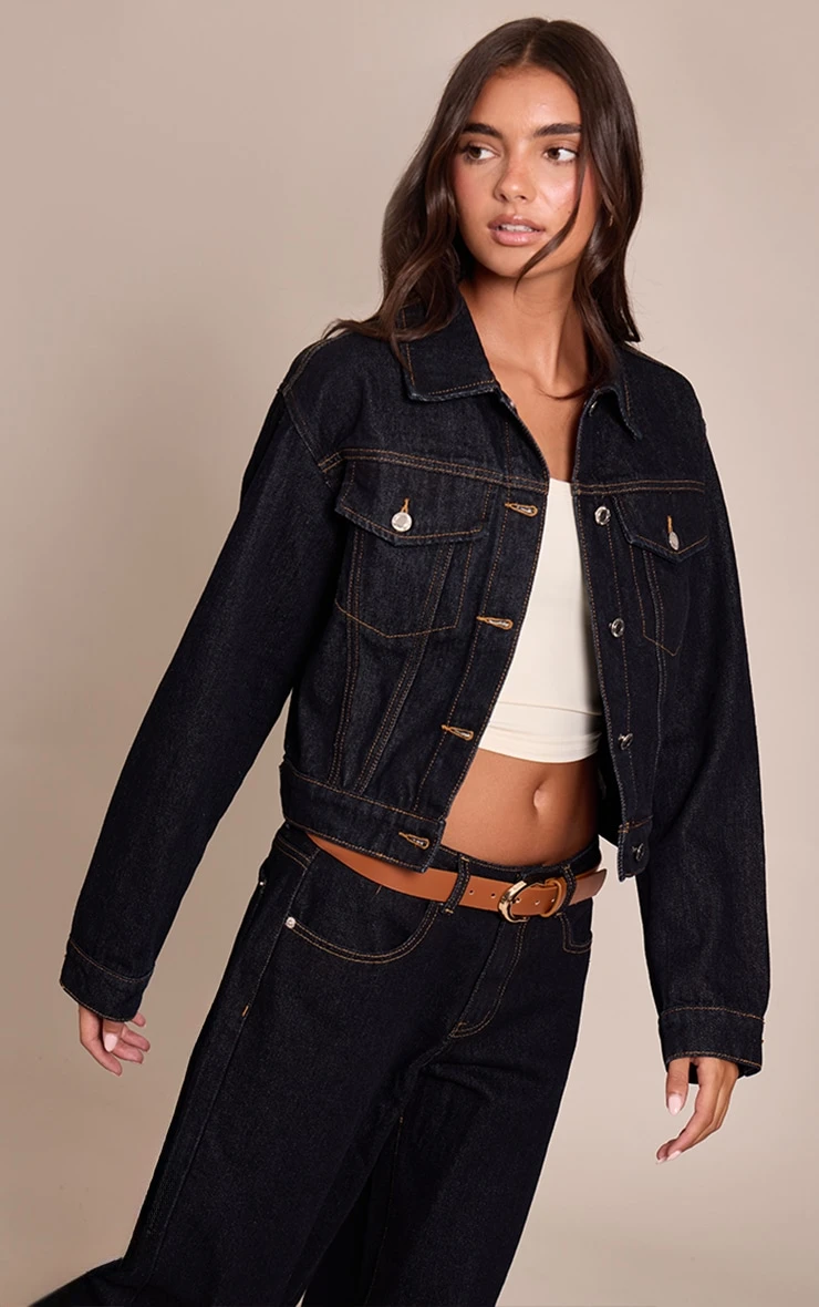 Prettylittlething Raw Indigo Wash Slim Fit Denim Jacket 4 Prettylittlething Raw Indigo Wash Slim Fit Denim Jacket - Image 4