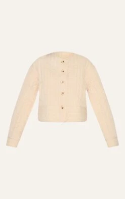 Prettylittlething Stone Button Up Round Neck Quilted Jacket -Pretty Little Thing Shop b6ee353f03a14b6c335ae07e56d074a0e05e452a CNM1424 5 stone button up round neck quilted jacket