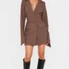 Prettylittlething Chocolate Woven Wrap Belted Blazer Dress 11 Prettylittlething Chocolate Woven Wrap Belted Blazer Dress -Pretty Little Thing Shop b743c158726d348afa45de05dbedafd677b42b0e cnk4139 1