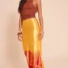 Orange Print Stretch Satin Maxi Skirt -Pretty Little Thing Shop b7714fe77452d59e1a2891118beb84b6f1a388ac CNN9264 1 orange print stretch satin maxi skirt