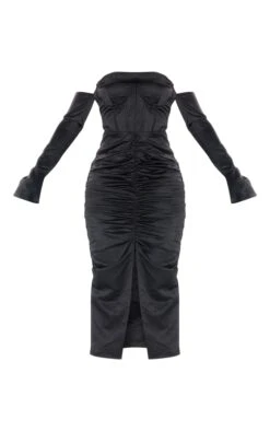 Prettylittlething Black Premium Constructed Satin Draped Front Midi Dress -Pretty Little Thing Shop b84c136880846c3a720d74a6ecb7568952767e50 cnh1040 5