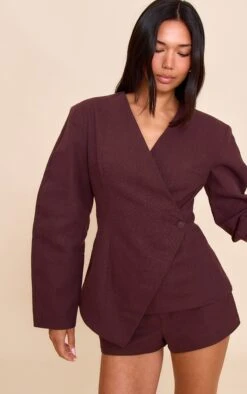 Prettylittlething Deep Chocolate Premium Linen Tailored Cocoon Sleeve Cinched Blazer 8 Prettylittlething Deep Chocolate Premium Linen Tailored Cocoon Sleeve Cinched Blazer -Pretty Little Thing Shop b85780b1504b68d9c7973b95b4dc69060c1162b9 CNM6064 4 deep chocolate premium linen tailored cocoon sleeve cinched blazer