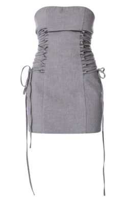 Prettylittlething PLT Label Charcoal Side Lace Up Tailored Bodycon Dress -Pretty Little Thing Shop b880ac2dc66f443b06127a405c677c3ebe03873a cnh5820 5