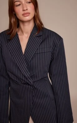 Prettylittlething Navy Pinstripe Gathered Cinched Waist Blazer -Pretty Little Thing Shop b8d928cf20b95c47301dec02a82092964e867439 CNN8560 4 navy pinstripe gathered cinched waist blazer