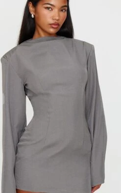 Prettylittlething Grey Woven Batwing Bodycon Dress -Pretty Little Thing Shop b98e3164af86e90c304ae693fc0311dec0335b63 cnk1009 4
