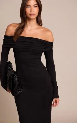 Prettylittlething Black Soft Touch Jersey Bardot Maxi Dress 7 Prettylittlething Black Soft Touch Jersey Bardot Maxi Dress -Pretty Little Thing Shop b9928814e8e63814ddb64f7aaabf695c1008a3a6 CNO3519 4 black soft touch jersey bardot maxi dress