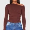 Prettylittlething Chocolate Fine Knit Asymmetric Top -Pretty Little Thing Shop bb362d667aac5bc22b4dc2cafaef039eff110804 cnl3343 1