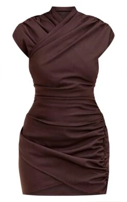 Chocolate Brown Crossover Bodycon Dress -Pretty Little Thing Shop bb55ad53eb9946b55f1c09d89a7c162f04e665f4 CNO2340 6 chocolate brown crossover bodycon dress