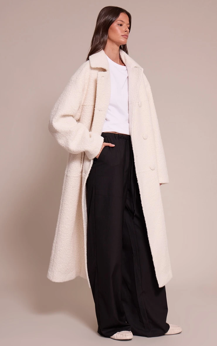 Prettylittlething Ecru Boucle Double Breasted Maxi Coat 3 Prettylittlething Ecru Boucle Double Breasted Maxi Coat - Image 3