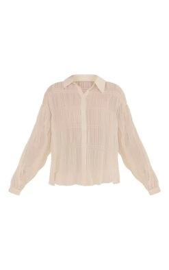 Prettylittlething Cream Chiffon Shirred Detail Shirt -Pretty Little Thing Shop bcda2aedaaaeb541e4ec8f87fb334a6d7d641893 CNM1754 5 cream chiffon shirred detail shirt