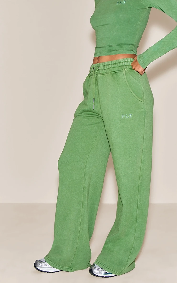 Forest Green Washed Wide Leg Sweatpants 2 Forest Green Washed Wide Leg Sweatpants - Image 2