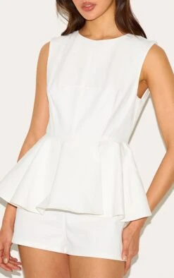 Prettylittlething White Cotton Peplum Skort Romper 7 Prettylittlething White Cotton Peplum Skort Romper -Pretty Little Thing Shop bcdc7abc7a13c120846bd78fbf8335bb87cf1823 CNM7287 4 white cotton peplum skort playsuit