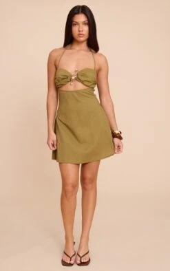 Prettylittlething Khaki Trim Detail Shift Dress -Pretty Little Thing Shop bd0b067f995abc18663919ca8eef801031c7d69d CNN6310 3 khaki trim detail shift dress