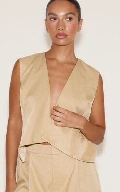 Prettylittlething Camel Woven Tailored Asymmetric Vest Jumpsuit -Pretty Little Thing Shop bd2a70511089463a0e0a9eb6e49b09ce05b9eed3 CNN7787 4 camel woven tailored asymmetric waistcoat jumpsuit