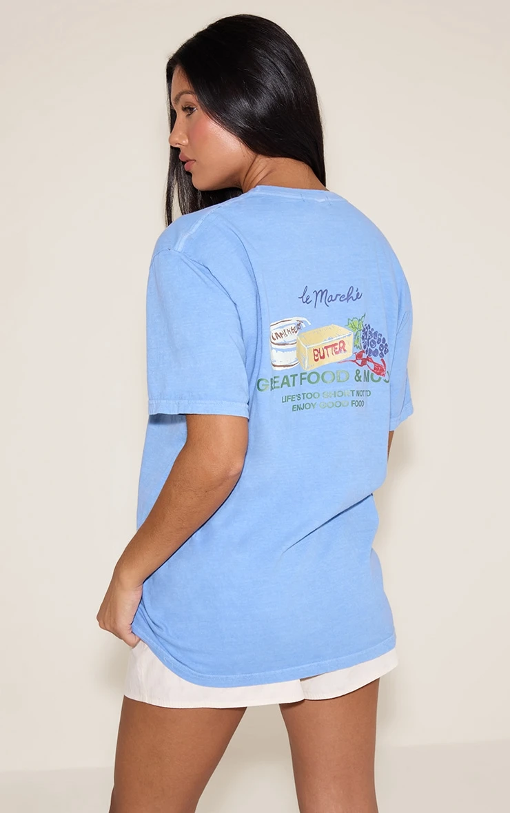 Sky Blue Food Market Graphic Oversized T-shirt 4 Sky Blue Food Market Graphic Oversized T-shirt - Image 4