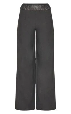 Prettylittlething Black Lace Waist Detail Woven Wide Leg Pants -Pretty Little Thing Shop be085977a90f5e1cf415486c46f9cf38ee058e4b CNL9506 5 black lace waist detail woven wide leg trousers