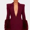 Prettylittlething PLT Label Burgundy Faux Shearling Cuff Tailored Blazer Dress -Pretty Little Thing Shop be345037341b748cf17cf9709f65b6c1b191b034 cnl4583 1