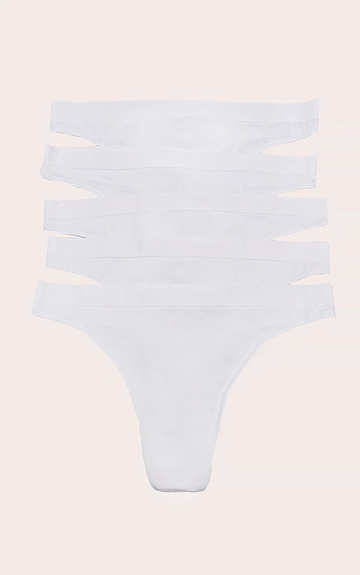 Prettylittlething White Pack Of 5 Seamless Thongs 1 Prettylittlething White Pack Of 5 Seamless Thongs