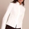 Prettylittlething White Ruched Waist Detail Flared Sleeve Shirt -Pretty Little Thing Shop be84073e2169dabbf83c3117da59fa73a36a5011 CNO4013 1 white ruched waist detail flared sleeve shirt