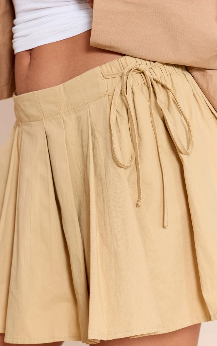 Prettylittlething Camel Cotton Ruched Side Pleated Mini Skirt 5 Prettylittlething Camel Cotton Ruched Side Pleated Mini Skirt - Image 5