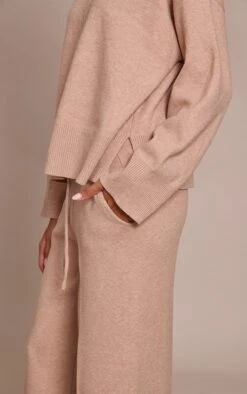 Oat Drawstring Wide Leg Knitted Pants -Pretty Little Thing Shop beba67d3ddf99246a1dd1d0ce8066e798f180fd9 CNN9734 4 oat drawstring wide leg knitted trousers