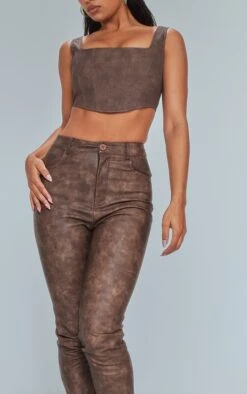 Prettylittlething Premium Brown Washed Faux Leather Cropped Pants -Pretty Little Thing Shop bec7c85ac3ab24b82b1547c546cfc94db80724c4 cnf7436 4