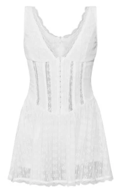 Prettylittlething White Textured Lace Corset Detail Floaty Romper -Pretty Little Thing Shop bf12097e290434502b68759eb03244bae33f0361 cnj7057 5