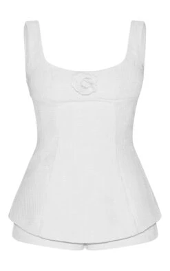 Prettylittlething Premium White Boucle Camellia A-line Romper -Pretty Little Thing Shop bf8477b41c973a2d4fbfbd5ee0f988665b0d2281 CNM1295 5 premium white boucle camellia a line playsuit