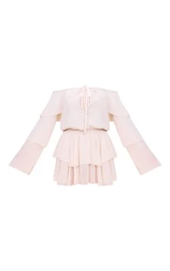 Prettylittlething Cream Chiffon Ruffle Detail Long Sleeve Romper -Pretty Little Thing Shop bff6b0116f70c47a7c420b9337342e1162746903 CNN0128 5 cream chiffon ruffle detail long sleeve playsuit