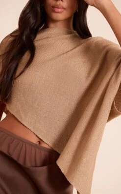 Prettylittlething Beige Fine Knit Poncho Style Top -Pretty Little Thing Shop c005aff0e0eb7fc3bb6b0403832524d7e1fddf30 CNO8217 4 beige fine knit poncho style top