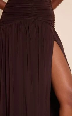 Prettylittlething Chocolate Double Layer Slinky Ruched Detail Maxi -Pretty Little Thing Shop c02e092c35e538549aab8bef0a8513b1356a6d02 CNO3385 4 chocolate double layer slinky ruched detail maxi