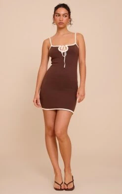 Prettylittlething Chocolate Contrast Tie Mini Dress -Pretty Little Thing Shop c09cef3ed9de1b3bd98d91ebb8b0de7a85103aa0 CNN6432 3 chocolate contrast tie mini dress
