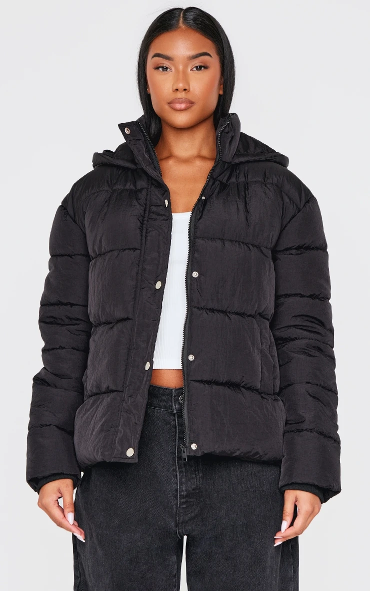 Black Hooded Puffer Jacket 1 Black Hooded Puffer Jacket