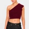 Prettylittlething Burgundy Soft Rib Knit One Shoulder Fold Over Crop Top -Pretty Little Thing Shop c17393e6489af5e2d94516b4c6d8c430b5ca7638 cnl3255 1