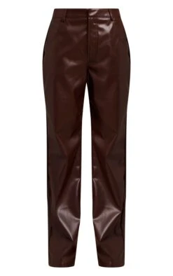Prettylittlething Chocolate Faux Leather Straight Leg Pants -Pretty Little Thing Shop c1b1c296230572a2786f982617a70b6688f3225e CNO4078 5 chocolate faux leather straight leg trousers