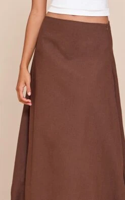 Prettylittlething Dark Chocolate Cotton Linen Look Puffball Maxi Skirt -Pretty Little Thing Shop c1f5a2bf73ba77811f907f0bb3102b7c15423605 CNM3694 4 dark chocolate cotton linen look puffball maxi skirt