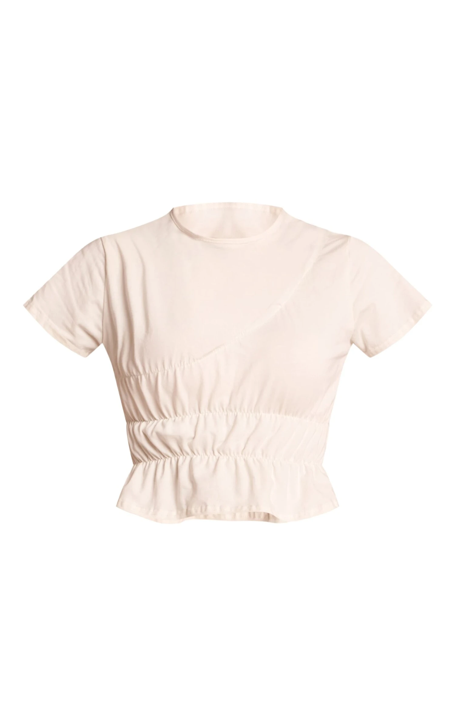 Prettylittlething Cream Cotton Ruched Detail Top 5 Prettylittlething Cream Cotton Ruched Detail Top - Image 5